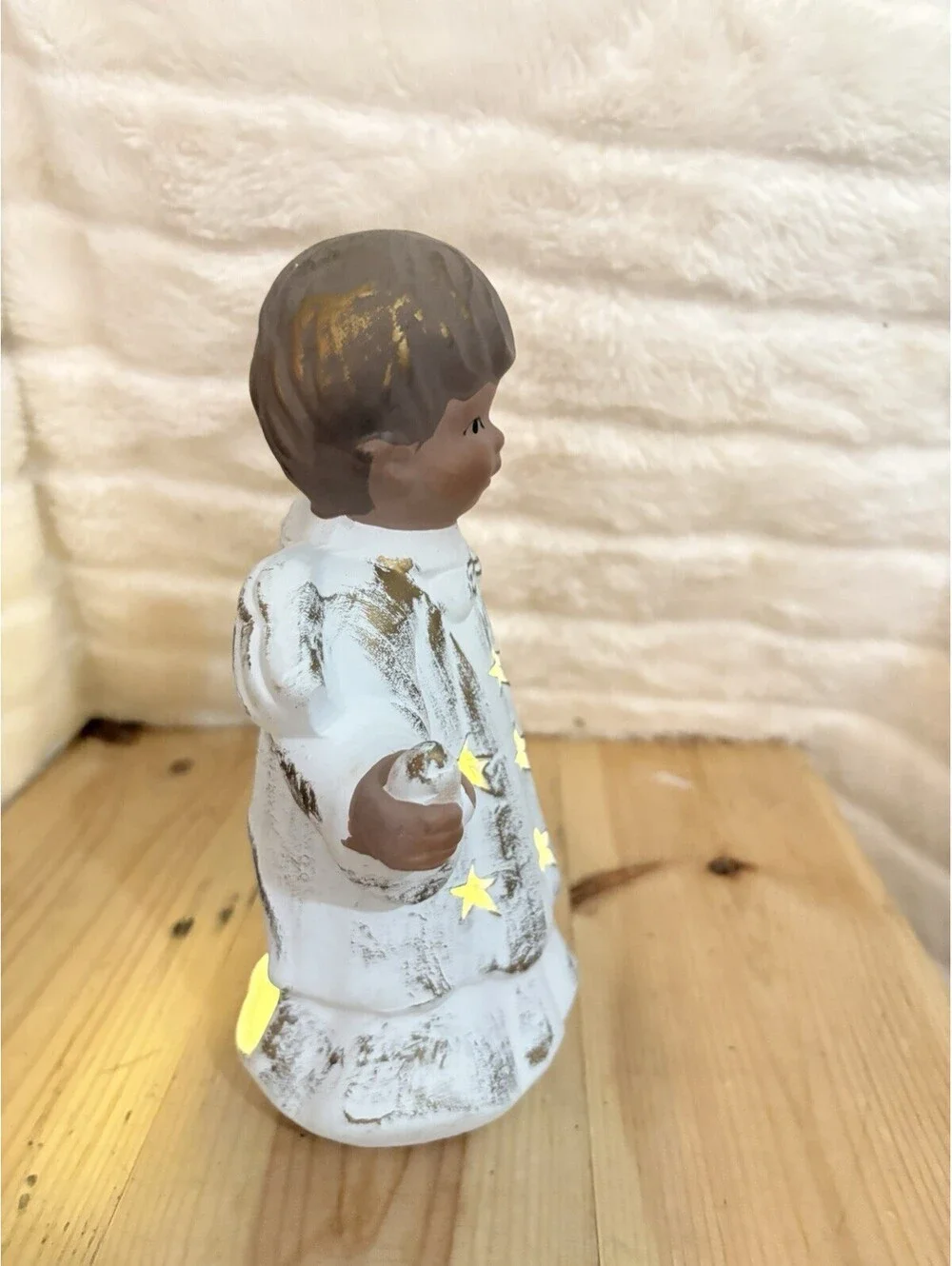 Vintage Ceramic Angel Duo Tea Light Candle Christmas Around the World Starshine